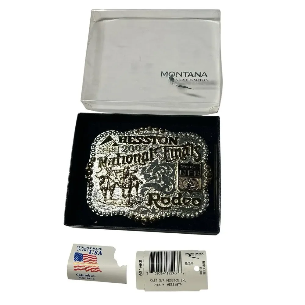 2007 Hesston Wrangler National Finals Rodeo Montana Silversmiths Buckle USA MADE